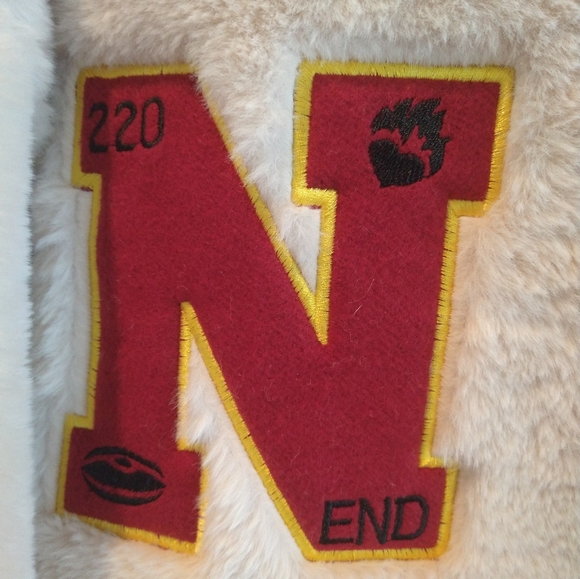 THESTYLE Designer Jacket. Embroider Patches Fur Outside Suede Inside Thick Heavy - Picture 6 of 11